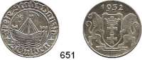 Besetzte Gebiete - Kolonien - Danzig,Danzig 2 Gulden 1932. Jaeger D 16. Kogge mit Stern.