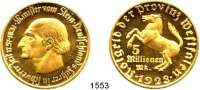 Notmünzen; Marken und Zeichen,0 Westfalen 5 Millionen Mark 1923.  Wertangabe in drei Zeilen.  Jaeger N 21.  Menzel 26666.27.