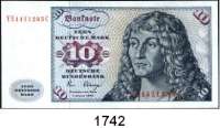 P A P I E R G E L D,BUNDESREPUBLIK DEUTSCHLAND  10 Deutsche Mark 2.1.1980.  KN  YE....C.  Austauschnote.  Ros. BRD-25 b.