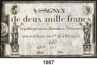 P A P I E R G E L D,AUSLÄNDISCHES  PAPIERGELD Frankreich 2.000 Francs 7.1.1795.  Pick A 81.