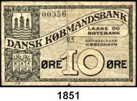 P A P I E R G E L D,AUSLÄNDISCHES  PAPIERGELD Dänemark Dansk. Kobmandsbank.  10 Öre 29.12.1908.
