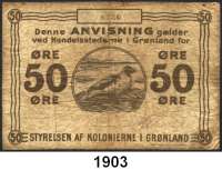 P A P I E R G E L D,AUSLÄNDISCHES  PAPIERGELD Grönland 50 Öre o.D. (1913).  Pick 12.