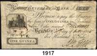 P A P I E R G E L D,AUSLÄNDISCHES  PAPIERGELD Großbritannien Englische Provinzialbanknote.  Nordengland.  Beverly Old Bank, Harland & Tuke.  1 Guinea 18.10.1805.  Nr. A 1017.  Mit Unterschrift Tuke