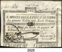 P A P I E R G E L D,AUSLÄNDISCHES  PAPIERGELD Vatikan S. Monte Della Pieta di Roma.  6 Scudi 1796 und 13 Scudi 1798.  Pick S 304 und S 311.  LOT. 2 Scheine.