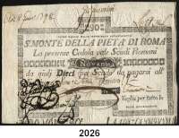 P A P I E R G E L D,AUSLÄNDISCHES  PAPIERGELD Vatikan S. Monte Della Pieta di Roma.  90 Scudi 1798.  Pick S 356.