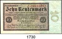P A P I E R G E L D,R E N T E N B A N K  10 Rentenmark 1.11.1923.  Serie J.  Ros. DEU-202.