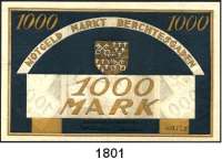 P A P I E R G E L D   -   N O T G E L D,Bayern Berchtesgaden Markt,  10 Mark 24.11.1922;  20 Mark o.D.;  50, 100 und 1000 Mark 24.11.1922.  Müller 295.1, 295.2a , 295.3 a, 295.4 a, 295.5.  Dazu 50 Pfennig 18.7.1917(gebraucht).  Tieste 0425.05.01.  LOT. 6 Scheine.