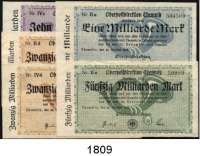 P A P I E R G E L D   -   N O T G E L D,Sachsen Chemnitz Oberpostdirektion Chemnitz,  1 Milliarde Mark, 10, 20(2) und 50 Milliarden Mark 26.10.1923.  Müller/Geiger/Grabowski 501.2 a, 7 b, 8 b, 10, 11 b.  LOT. 5 Scheine.