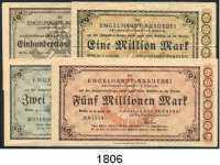 P A P I E R G E L D   -   N O T G E L D,Brandenburg Berlin Engelhardt-Brauerei,  100.000 Mark, 1, 2 und 5 Millionen Mark 31.8.1923.  Keller 356.  LOT. 4 Scheine.