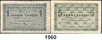 P A P I E R G E L D,AUSLÄNDISCHES  PAPIERGELD Litauen 1 Centas und 5 Centai 10.9.1922.  Pick 1 a und 2 a.  LOT. 2 Scheine.