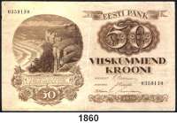 P A P I E R G E L D,AUSLÄNDISCHES  PAPIERGELD Estland 50 Krooni 1929.  Pick 65 a.