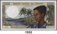 P A P I E R G E L D,AUSLÄNDISCHES  PAPIERGELD Komoren 1000 Francs o.D.(1984-2004).  Pick 11 a.