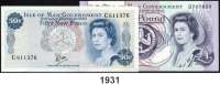 P A P I E R G E L D,AUSLÄNDISCHES  PAPIERGELD Isle of Man 50 New Pence und 1 Pound o.D. (1983).  Pick 33 a und 38 a.  LOT. 2 Scheine.