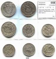 R E I C H S M Ü N Z E N,L O T S L O T S L O T S Weimarer Republik, 3 RM 1925 A