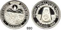 M E D A I L L E N,Varia  Silbermedaille 1986.  8. Gipfel der Blockfreien Bewegung in Harare/Simbabwe.  36,6 mm.  31,25 g.  Mit Riffelrand.