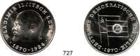 Deutsche Demokratische Republik,M E D A I L L E N  Feinsilbermedaille 1970.  100. Geburtstag von Wladimir Iljitsch Lenin.  40 mm.  21,75 g.