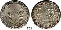 M E D A I L L E N,Personen Bismarck, Fürst Otto von Feinsilbermedaille 1971. 100 Jahre Kaiser-Proklamation. Kopf nach rechts. / Proklamationsszene. 40 mm. 24,93 g.