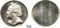 M E D A I L L E N,Personen Goethe, Johann Wolfgang von Silbermedaille o.J. (1825/Henri-Francois Brandt).  Probe einer einseitigen Medaille.  Kopf nach links.  Förschner 233.  39,1 mm.  24,6 g.  Rückseite mit Randstab.