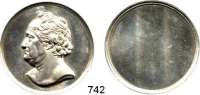 M E D A I L L E N,Personen Goethe, Johann Wolfgang von Silbermedaille o.J. (1825/Henri-Francois Brandt). Probe einer einseitigen Medaille. Kopf nach links. Förschner 233. 39,1 mm. 24,6 g. Rückseite mit Randstab.
