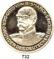 M E D A I L L E N,Personen Bismarck, Fürst Otto von Feinsilbermedaille 1971 (ZA). 100 Jahrfeier der Kaiserproklamation und Reichsgründung. Brustbild nach halblinks. / Proklamationsszene. 50 mm. 49,85 g.