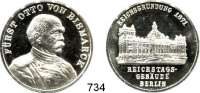 M E D A I L L E N,Personen Bismarck, Fürst Otto von Feinsilbermedaille o.J. Brustbild nach rechts. / Reichstagsgebäude Berlin. 36 mm. 26,06 g.
