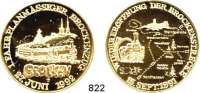 M E D A I L L E N,Eisenbahn Feingoldmedaille 1992 (Helmut König, Zella-Mehlis). Wiedereröffnung der Brockenstrecke 1991. / 1. Fahrplanmässiger Brockenzug 1992. 40 mm. 30,43 g. Mit Zertifikat.