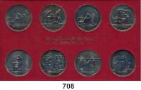 Deutsche Demokratische Republik,K U R S S Ä T Z E  Schadowfries-Satz. 1983  Mzz. A.  8 Kupfer-Nickel-Medaillen.  Im Papprahmen (rot) 