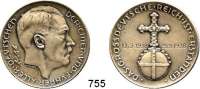 M E D A I L L E N,Personen Hitler, Adolf Silbermedaille 1938 (Hanisch-Concée ). Auf den Anschluß Österreichs und die Eingliederung des Sudetenlandes. Hitlerkopf rechts. / Reichsapfel zwischen den Daten des Anschlusses Österreichs und des Viermächteabkommens . Rand : HAUPTMÜNZAMT WIEN 835. 36 mm. 21,3 g. Colbert-Hyder C 114. In Pappschachtel.