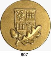 M E D A I L L E N,Städte Zwickau Vergoldete Medaille o.J.  Ehrengabe der Stadt.  Stadtwapppen und Eichenblätter. / 3 Textzeilen.  56 mm.  53,77 g.  Im Originaletui.