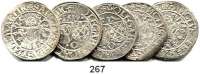 Deutsche Münzen und Medaillen,Öttingen Wolfgang und Joachim 1477 - 1520 Batzen 1517, 1519(3) und 1520.  Schulten 2587.  LOT. 5 Stück.