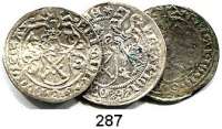 Deutsche Münzen und Medaillen,Sachsen Friedrich III., Albrecht und Johann 1486 - 1500 Zinsgroschen o.J.  Leipzig und 2x Annaberg.  Schulten 2959.  LOT. 3 Stück.