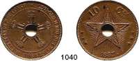 AUSLÄNDISCHE MÜNZEN,Belgisch - Kongo  10 Centimes 1887.  Kahnt 4.  KM 4.
