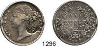 AUSLÄNDISCHE MÜNZEN,Mosambik  1 Rupie 1840 (Indien) mit Gegenstempel Krone.  KM 40.1.