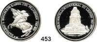 M E D A I L L E N,Städte Leipzig Silbermedaille 1993 (999).  80 Jahre Völkerschlachtdenkmal.  Napoleon I. zu Pferd links. / Ansicht des Denkmals.  30 mm.  8,69 g.