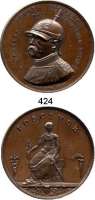 M E D A I L L E N,Personen Bismarck, Fürst Otto von Bronzemedaille 1871 (Hugues Bovy).  Auf den Deutsch-Französischen Krieg von 1870/71.  Behelmt. Brustbild mit Pickelhaube nach links. / 