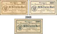P A P I E R G E L D   -   N O T G E L D,Hannover Wilhelmsburg Gemeinde(jetzt Stadtteil von Hamburg).  100.000 und 500.000 Mark, 1, 5, 10 und 20 Millionen Mark 22.8.1923.  10, 20 und 50 Milliarden Mark 24.10.1923.  Keller 5626.a., b.  LOT. 9 Scheine.