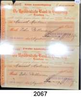 P A P I E R G E L D   -   N O T G E L D,Hamburg Hamburg Brasilianische Bank für Deutschland.  10 Billionen Mark 5.8.1924.  Erste-und zweite Ausfertigung des Schecks zusammenhängend an Perforationsleiste.  Ausgestellt auf die Norddeutsche Bank in Hamburg. Rückseitig mit Gebührenvermerk und Steuermarke aus Brasilien.