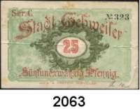 P A P I E R G E L D   -   N O T G E L D,Elsass-Lothringen Gebweiler Stadt.  25 Pfennig o.D.(1917).  C 323.  Tieste 2120.05.15.