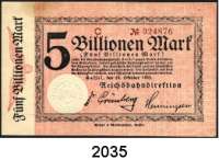 P A P I E R G E L D   -   N O T G E L D,Reichsbahn Kassel 1 Billion Mark und 5(2) Billionen Mark 24.10.1923.  Müller/Geiger/Grabowski 004.24.b, 25a, 25b.  LOT. 3 Scheine.