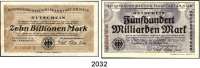 P A P I E R G E L D   -   N O T G E L D,Reichsbahn Frankfurt am Main 20, 50, 100 und 500 Milliarden Mark 22.10.1923.  1 Billion Mark 2.11.1923.  5 und 10 Billionen Mark 6.11.1923.  Müller/Geiger/Grabowski 008.7.c, 9.a, 11.c, 14, 15.b, 19, 21.  LOT. 7 Scheine.