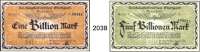 P A P I E R G E L D   -   N O T G E L D,Reichsbahn Stuttgart 1 Million Mark 13.8.1923.  5 Millionen Mark 18.8.1923.  500(2) Milliarden Mark 30.10.1923.  1(2) Billion Mark 5.11.1923. 5(2) Billionen Mark 9.11.1923.   Müller/Geiger/Grabowski 021.1.b, 3.a, 10.a(2), 11(2), 12(2).  LOT. 8 Scheine.