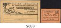 P A P I E R G E L D   -   N O T G E L D,Sachsen Obercunnersdorf. Licht-, Luft- und Schwimmbad der Gemeinde,  5 Reichsmark Blanko- Familienjahreskarte 19  .  Beigegeben 50 Pfennig  o.D.(-31.12.1919).  LOT. 2 Stück.