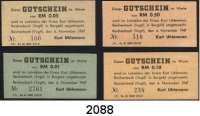 P A P I E R G E L D   -   N O T G E L D,Sachsen Reichenbach Papiergeld im besetzten Deutschland 1945-1949.  Kurt Uhlemann.  0,01, 0,05, 0,10 und 0,50.  Schöne 3521.d (vierstellig ohne Stempel), 3522 a, 3523 a, 3524 c.  LOT. 4 Scheine.