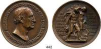 M E D A I L L E N,Personen Schadow, Gottfried Bronzegußmedaille 1834 (C. Fischer).  Auf seinen 70. Geburtstag.  Brustbild mit Kappe nach rechts. / Perseus und Andromeda nach rechts schreitend, links und rechts 7 Textzeilen.  59 mm.  62,89 g.  Im Etui.