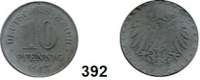 R E I C H S M Ü N Z E N,I.Weltkrieg und Inflation  10 Pfennig 1917 Ohne Münzzeichen.  Jaeger 298 Z.  Geprägt auf Zinkschrötling.