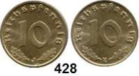 R E I C H S M Ü N Z E N,Drittes Reich  10 Reichspfennig 1937 E und J.  Jaeger 364.  LOT. 2 Stück.