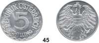 Österreich - Ungarn,Österreich 2. Republik ab 1945 5 Schilling 1957.  Schön 72.  KM 2879.