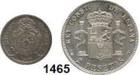 AUSLÄNDISCHE MÜNZEN,Spanien Alfons XIII 1886 - 1931 50 Centimos 1926 (vz, Patina) und 2 Pesetas 1905 (vz-prfr).  Schön 9 und 15.   KM 725 und 741.  LOT. 2 Stück.