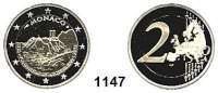 AUSLÄNDISCHE MÜNZEN,E U R O  -  P R Ä G U N G E N Monaco 2 Euro 2015.  800. Jahrestag des Baues des 1. Schloßes auf dem Felsen.  Im Originaletui mit Zertifikat.