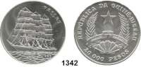 AUSLÄNDISCHE MÜNZEN,Guinea - Bissau  20.000 Francs 1993 (Silberunze 31,1 Gramm).  Dreimastvollschiff 